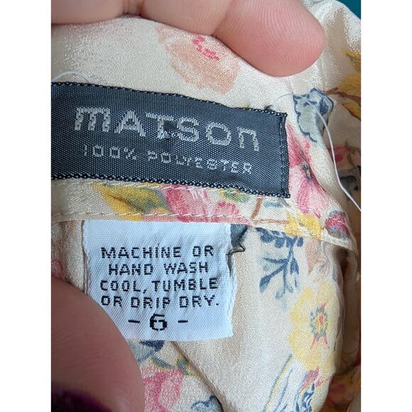 Vintage 70s floral silky blouse pastel spring button up top - Picture 6 of 6